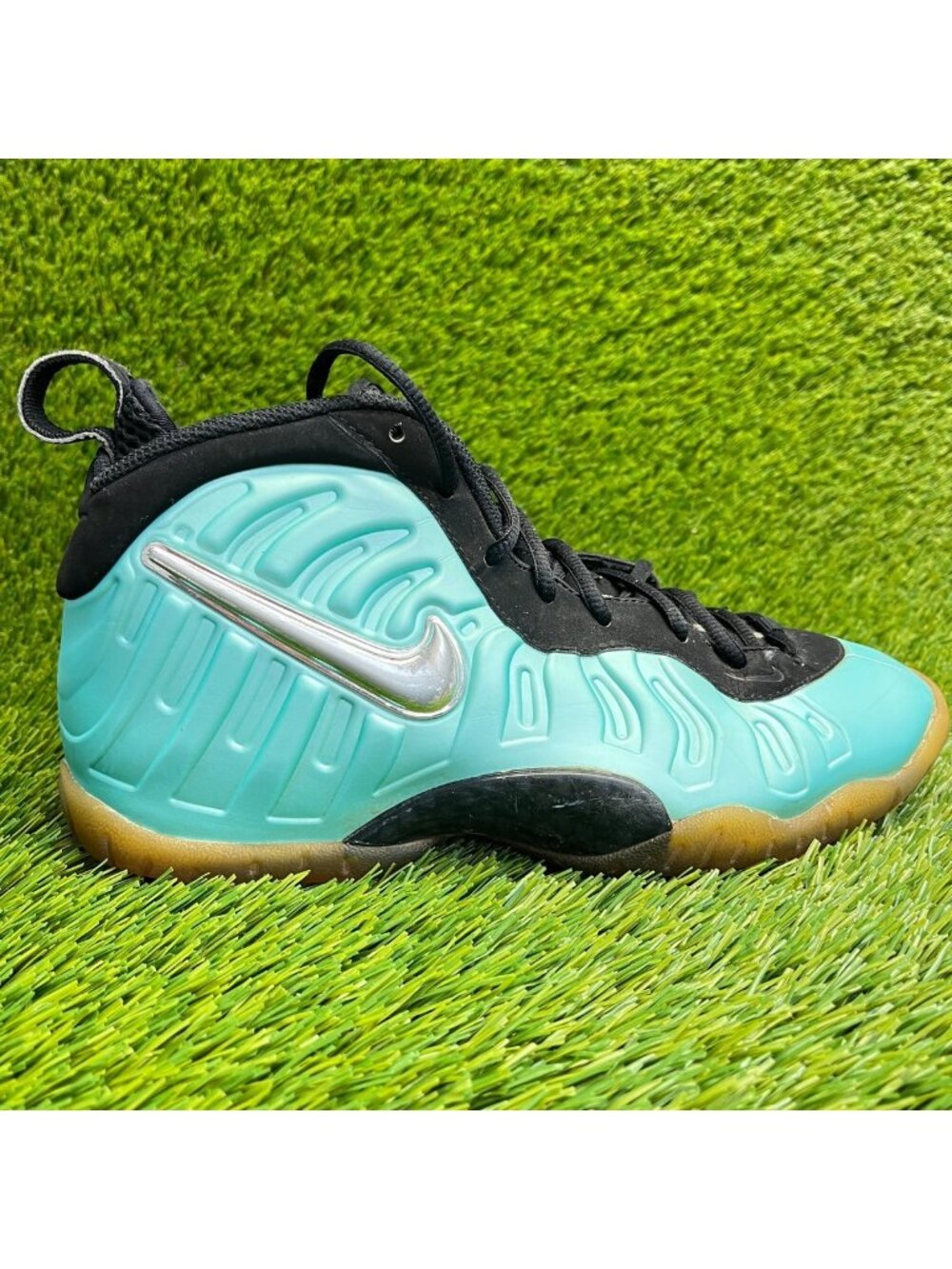 Nike Little Posite‎ Pro Mid Boys Size 6.5Y Green Black Basketball Shoes Sneakers